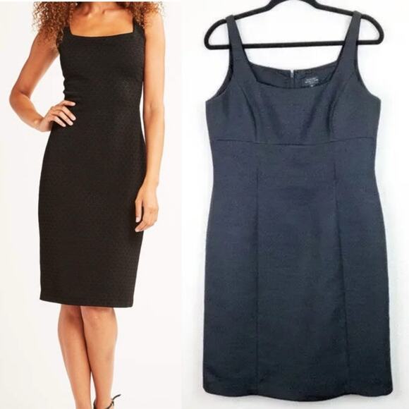 Tahari Little Black Dress Sheath Ribbed Sleeveless Evening Cocktail Size 10P - Picture 1 of 7